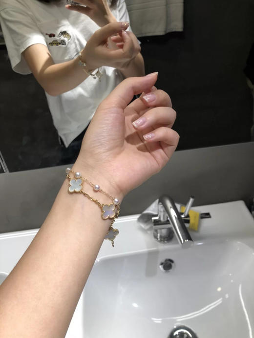 Vca四叶草🍀五花手链-白色 商品图4