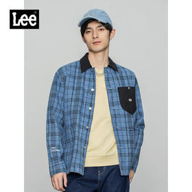 Lee商场同款22春季新品舒适蓝色格子男牛仔外套LMT001571100-492