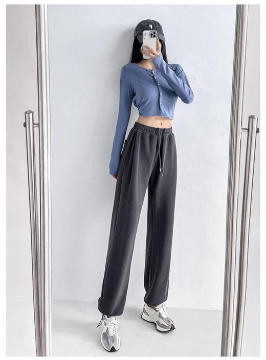 【耐穿实穿质量杠杠】两穿抽绳直筒阔腿卫裤  显瘦显腿长 亲肤透气  免烫不粘毛   垂感好 可束脚可阔腿 商品图0