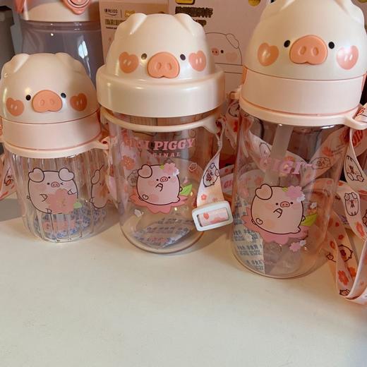 可爱猪猪水杯带吸管水杯迷你塑料杯子耐高温学生大容量小猪水杯国庆出游 商品图8