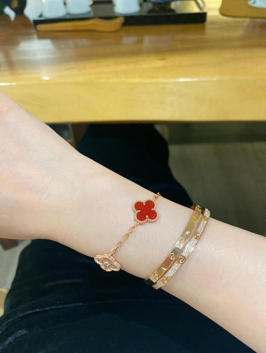 Vca四叶草🍀五花手链-红色+满钻 商品图1