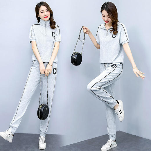 YR-2022春夏短袖新款两件套白色浅灰色淑女【XP】 商品图2