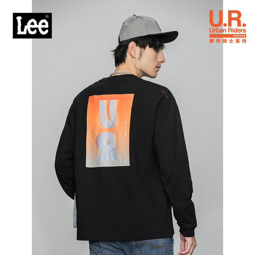 Lee商场同款22春季新品舒适版印花黑色男长袖T恤LMT0014314DR-K11 商品图0