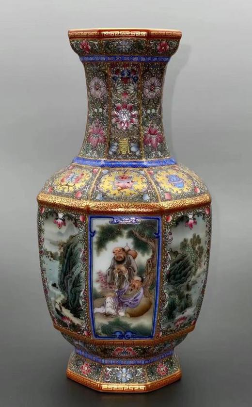 古月轩福寿八宝图案 八仙山水开窗 八方瓶 商品图0