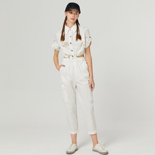 Famecoco范可儿帅炸街工装女套装新款夏季时尚酷盐系两件套F223EB001 商品图3