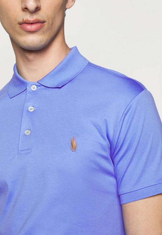 小彩马刺绣 水柔棉 蓝色 短袖POLO衫 PT-1072 商品图3
