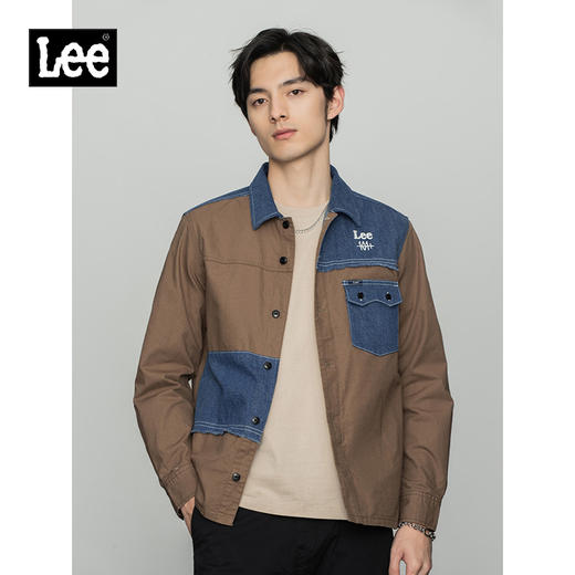 Lee商场同款22春季新品101+舒适棕色拼接男外套LMT001528100-429 商品图0