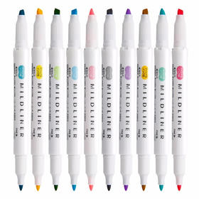 日本ZEBRA斑马笔荧光色笔WKT7淡色双头标记笔学生用手帐文具记号做笔记彩色的笔划重点套装荧光笔