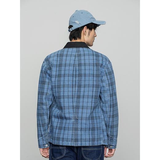 Lee商场同款22春季新品舒适蓝色格子男牛仔外套LMT001571100-492 商品图1