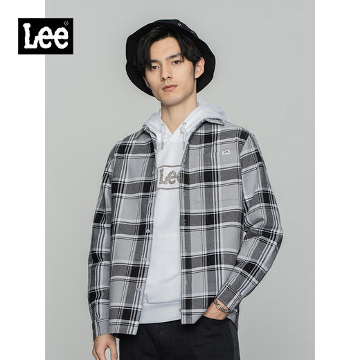 Lee商场同款22春季新品舒适灰色格纹男长袖衬衫LMT0015846VX-97U 商品图0