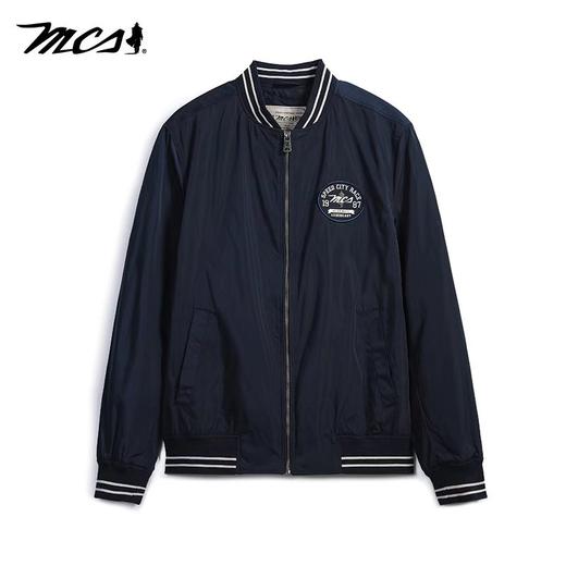 【男装特推】MCS（源自万宝路）新款罗纹棒球领男士短款单夹克凉感透气 舒适亲肤 光泽顺滑 舒弹挺阔 CS22WJ007M 商品图0