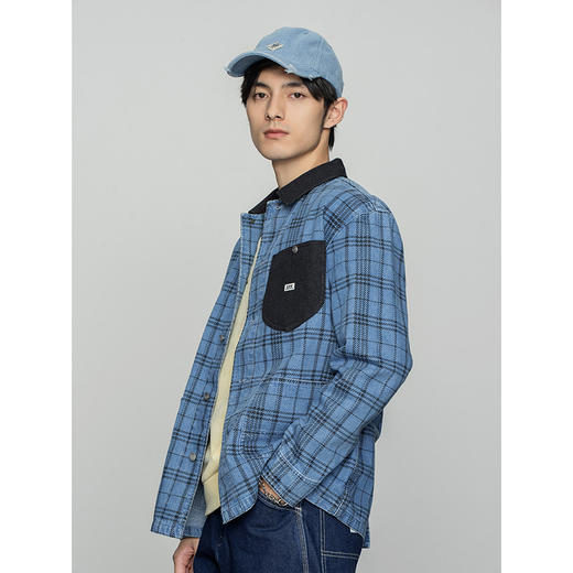 Lee商场同款22春季新品舒适蓝色格子男牛仔外套LMT001571100-492 商品图3