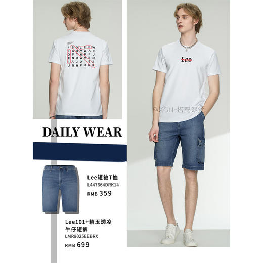 Lee商场同款21春夏新品标准版型印花男短袖T恤潮流L447664DRK14 商品图1