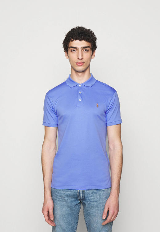 小彩马刺绣 水柔棉 蓝色 短袖POLO衫 PT-1072 商品图0