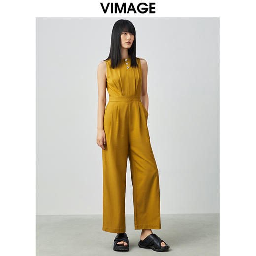 VIMAGE纬漫纪新款气质通勤时尚百搭无袖高腰阔腿连体裤女V1307918 商品图8