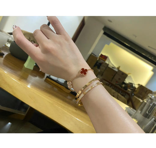 Vca四叶草🍀五花手链-红色+满钻 商品图2