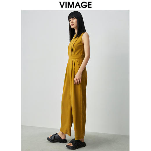 VIMAGE纬漫纪新款气质通勤时尚百搭无袖高腰阔腿连体裤女V1307918 商品图7