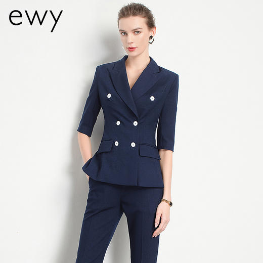 Ewy夏季新款商务气质女神范高端时尚三件套职业西装套装套裤女士 商品图2