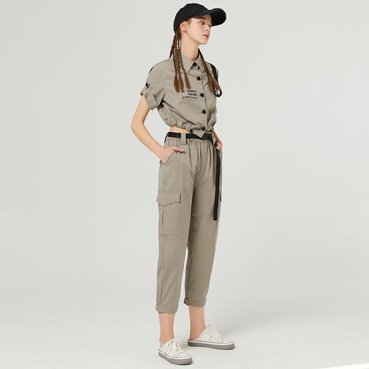 Famecoco范可儿帅炸街工装女套装新款夏季时尚酷盐系两件套F223EB001 商品图1