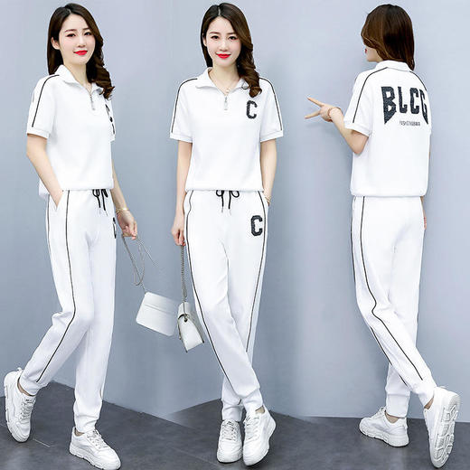 YR-2022春夏短袖新款两件套白色浅灰色淑女【XP】 商品图1