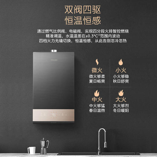 COLMO16升零冷水燃气热水器家用(天然气) 全维精钢恒温舱 一级静音 APP智控JSQ30-CB316 商品图0