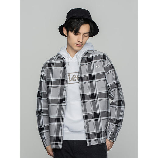 Lee商场同款22春季新品舒适灰色格纹男长袖衬衫LMT0015846VX-97U 商品图3