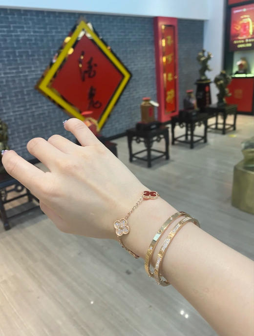 Vca四叶草🍀五花手链-红色+满钻 商品图3