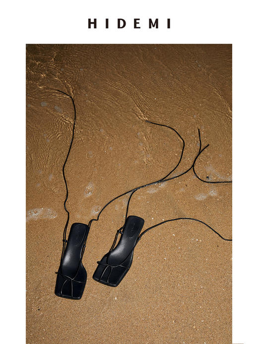 HIDEMI方头系带设计感小跟凉鞋 红色/黑色/白色/金色 商品图8