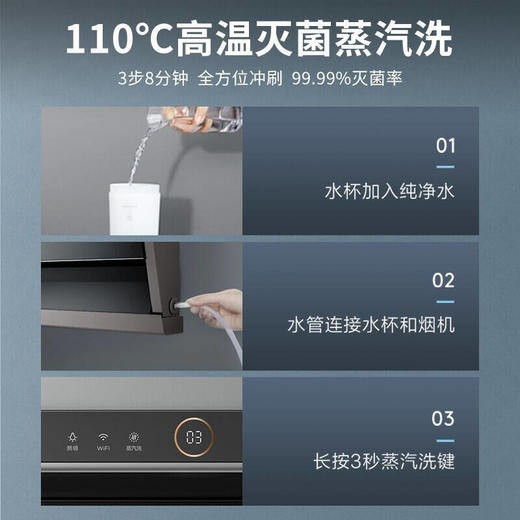 美的油烟机23m³爆炒大吸力 变频烟感 侧吸抽油烟机 家用高温蒸汽洗 智能家电CXW-140-X3S 商品图4