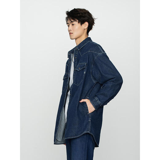 Lee商场同款22春季新品舒适版深蓝色男牛仔衬衫LMT0015183HH-504 商品图3