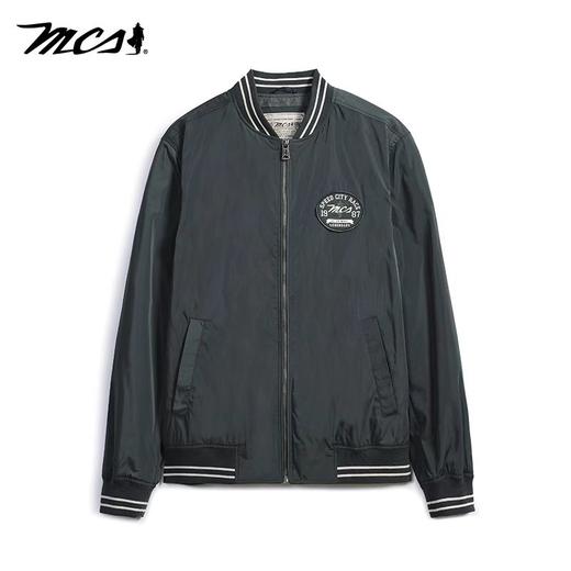 【男装特推】MCS（源自万宝路）新款罗纹棒球领男士短款单夹克凉感透气 舒适亲肤 光泽顺滑 舒弹挺阔 CS22WJ007M 商品图1