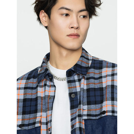 Lee商场同款22春夏新品舒适蓝色格纹磨毛男衬衫LMT001435100-426 商品图4