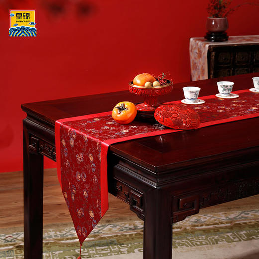 【皇锦】织锦桌旗-皮球花 商品图0