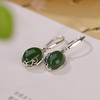 S925纯银，和田碧玉复古优雅蛋面镶嵌民族风耳坠CW-171 商品缩略图2