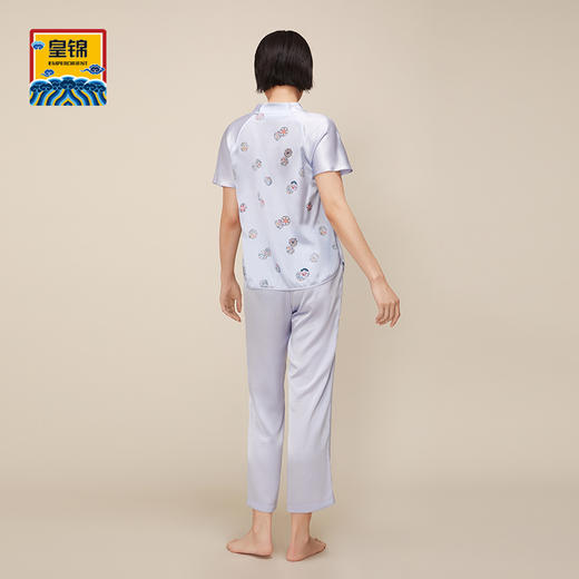 【皇锦】拼接中式短袖分身真丝睡衣·皮球花 商品图3