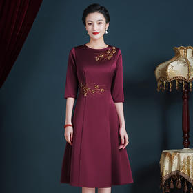 JC-JY5201喜婆婆婚宴装小个子婚礼妈妈礼服平时可穿简约大气显瘦连衣裙