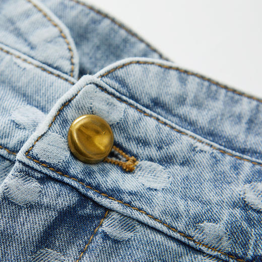 谜底2022夏季新款复古波点高腰显瘦纯棉牛仔短裤女222MK0501 商品图3