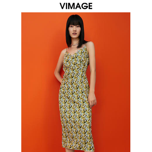 VIMAGE/纬漫纪夏季新款印花时尚气质吊带连衣裙V1707335 商品图3