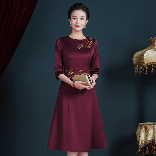 JC-JY5201喜婆婆婚宴装小个子婚礼妈妈礼服平时可穿简约大气显瘦连衣裙 商品图2