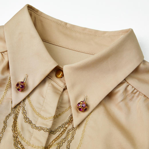 谜底2022春季新款合体莱赛尔衬衫女项链装饰长袖上衣女225MC6004 商品图3