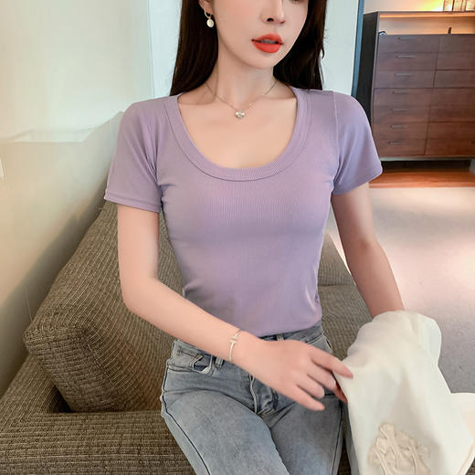 【买一送一，精选优质面料】螺纹T恤 短袖上衣 柔软、舒适、透气、耐穿！2022重磅纯色T恤，经典款式百搭不挑人 商品图5