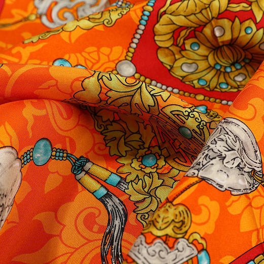 【皇锦】真丝围巾印花桑蚕丝方巾·珠光宝气 商品图3