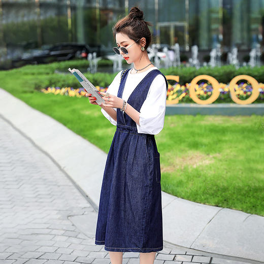 修身显瘦，背带裙牛仔连衣裙女中长款连衣裙HR-QTBY8178 商品图3