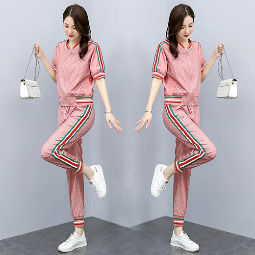 休闲运动套装女夏季时尚洋气显瘦卫衣直筒裤两件套 HR-WA2229 商品图2