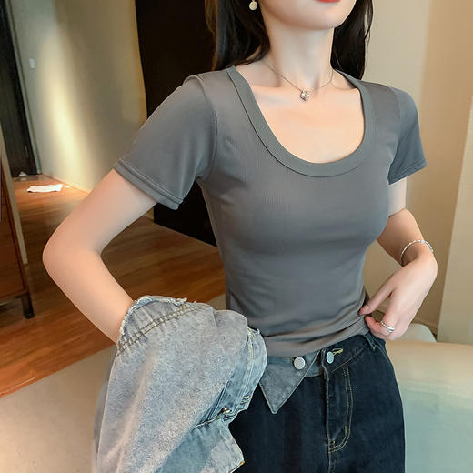 【买一送一，精选优质面料】螺纹T恤 短袖上衣 柔软、舒适、透气、耐穿！2022重磅纯色T恤，经典款式百搭不挑人 商品图9