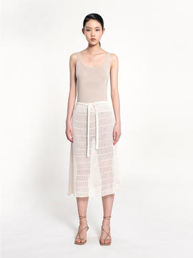 2022新款女士真丝羊绒12针双股网眼透视半身裙