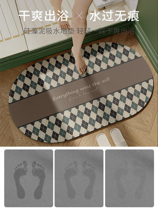 小清新ins唯美艺术风硅藻泥浴室卫生间吸水地垫洗手间厕所门口防滑脚垫子 商品图3