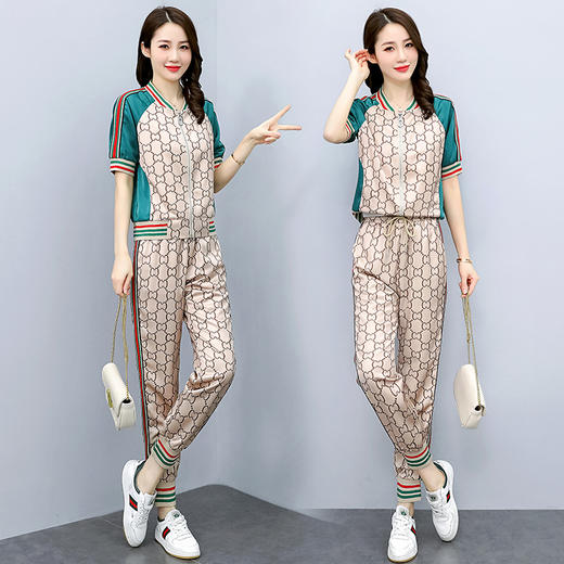 休闲运动套装女夏季时尚洋气显瘦卫衣直筒裤两件套 HR-WA2229 商品图1