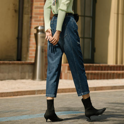 谜底纯棉牛仔裤女2022夏季新款新疆棉时尚文艺绣花宽松225MK6014 商品图3