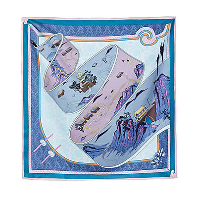 【皇锦】真丝围巾桑蚕丝印花方巾·丝路山水卷轴 商品图4